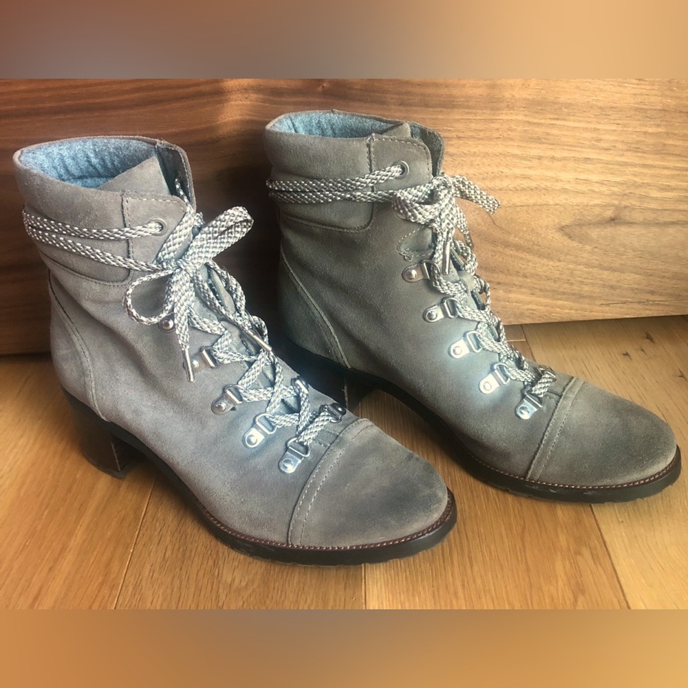 Sam Edelman Combat Boots Gray Manchester Sz 7.5 Lace Up Booties